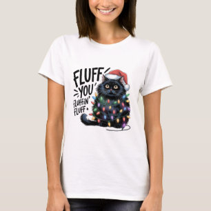 Camiseta "Fluff You" Engraçado Luzes Negras de Natal