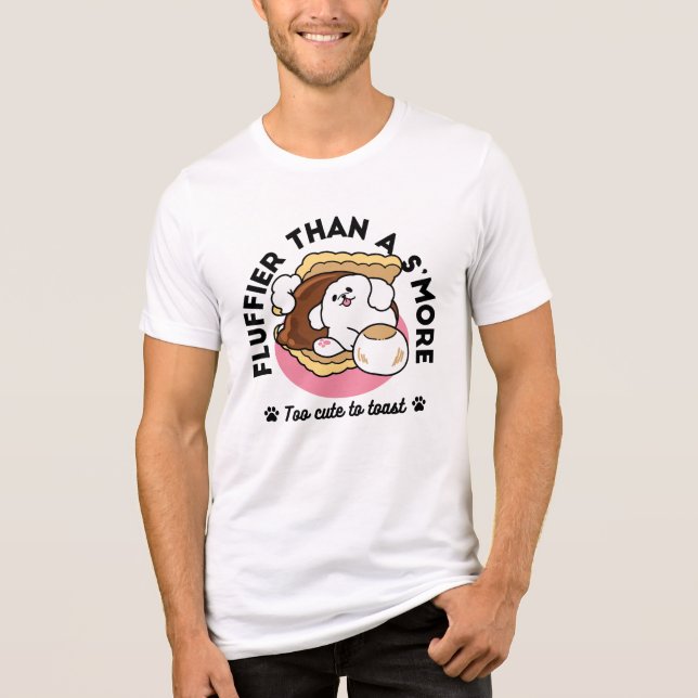 Camiseta Fluffier Tha S’more - Cute Dog and Dessert Pun (Frente)