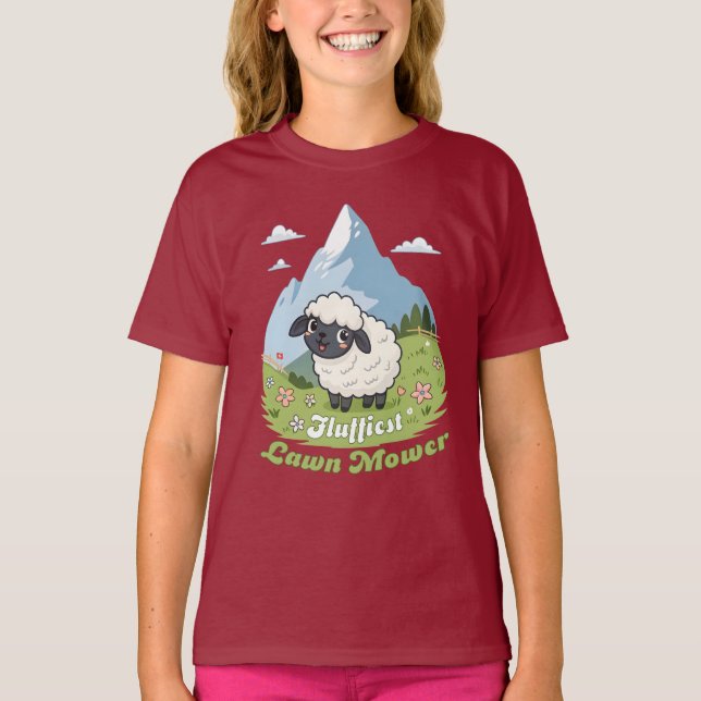 Camiseta Fluffiest Lawn Mower – Adorable Blacknose Sheep (Frente)