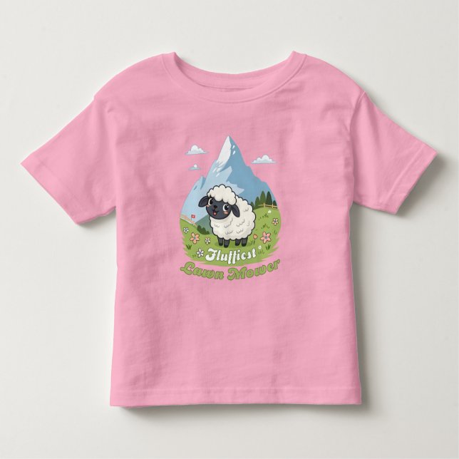 Camiseta Fluffiest Lawn Mower – Adorable Blacknose Sheep (Frente)