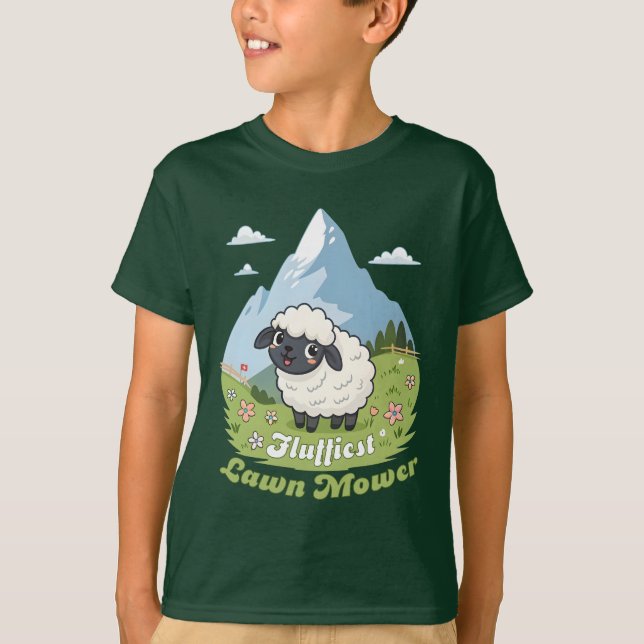 Camiseta Fluffiest Lawn Mower – Adorable Blacknose Sheep (Frente)