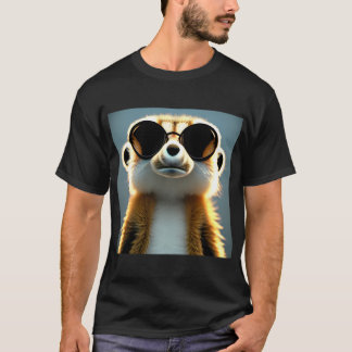 Camiseta Fluffy 3d meerkat wearing sunglasses