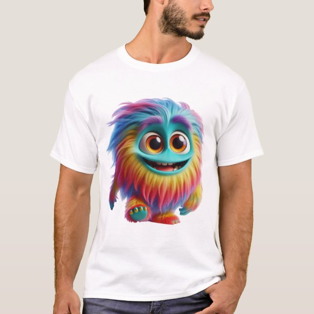 Camiseta Fluffy Rainbow Companion: Um Whimsical e Cheerful (Frente)