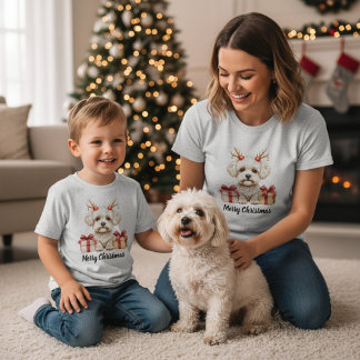 Camiseta Fluffy Reindeer - Bichon Frise dog