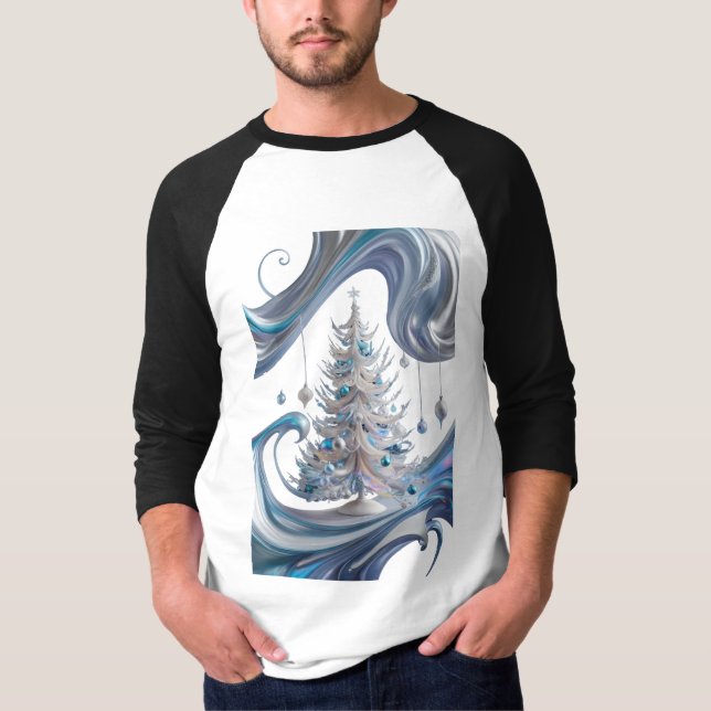 Camiseta Fluid Abstrato Art com torção de Natal (Frente)