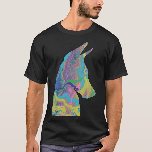 Camiseta Fluid Art Acrílico Pir Doberman (Frente)