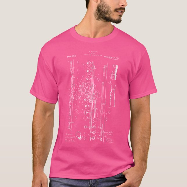 Camiseta Flute 1908 Flauta Gráfico Patente (Frente)