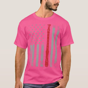 Camiseta Flute Music American Flag Design Funny Para Flute