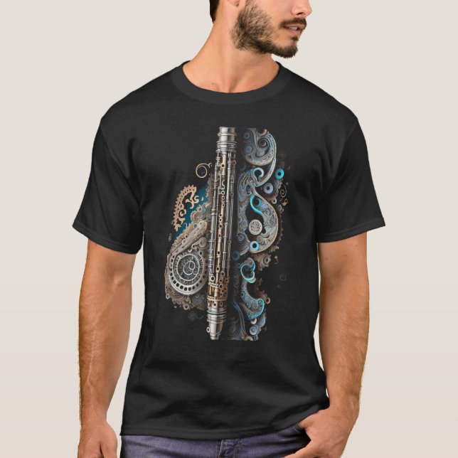 Camiseta Flute music instrument Graphic steampunk (Frente)