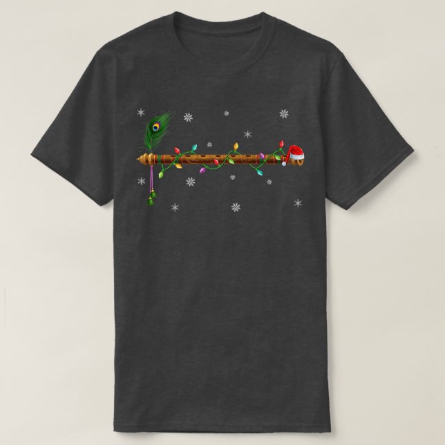 Camiseta Flute Music Lover Xmas Lights Papais noeis Flute C (Frente do Design)