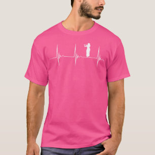 Camiseta Flute Player Heartbeat Ekg Pulso Music Instrumento