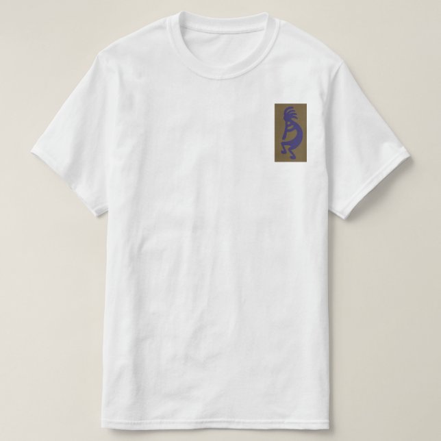 Camiseta Flute Playing Kokopelli Figura 1 - Azul em verde (Frente do Design)