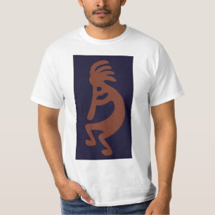 Camiseta Flute Playing Kokopelli Figura 1 - Azul no vermelh