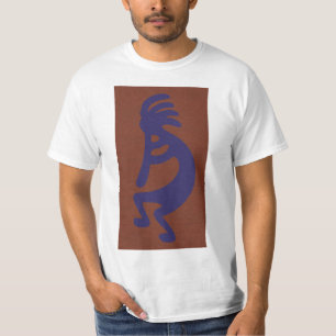 Camiseta Flute Playing Kokopelli Figura 1 - Azul no vermelh