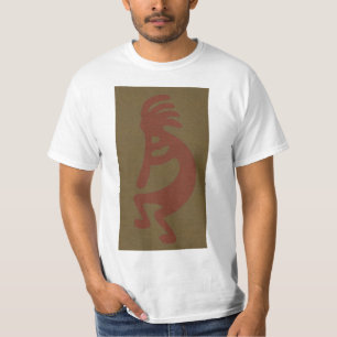 Camiseta Flute Playing Kokopelli Figura - Vermelho em Verde