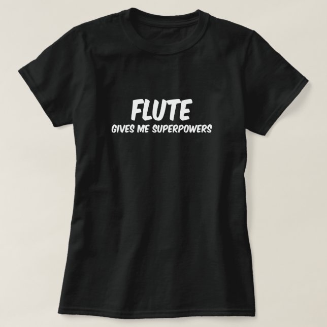 Camiseta Flute superpotente música super-heroica (Frente do Design)