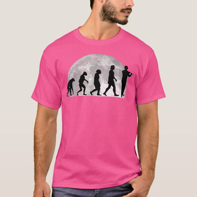 Camiseta Flutist Evolution Moon Transverse Flute (Frente)