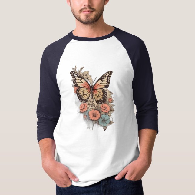 Camiseta Flutter Vintage: Borboleta Retroativa (Frente)