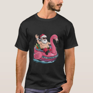 Camiseta Flutuador de Flamingo de Natal no Verão de Julho