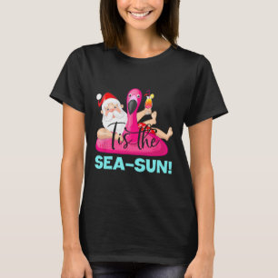 Camiseta Flutuador de Flamingo do Papai Noel É a Cristo do 