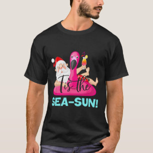 Camiseta Flutuador de Flamingo do Papai Noel É o Natal ao S