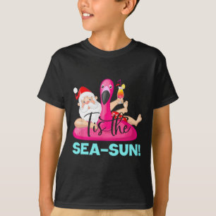 Camiseta Flutuador de Flamingo do Papai Noel É o Natal ao S