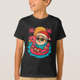 Camiseta Flutuador Flamingo Natal Verão Praia Fofo Natal Eu