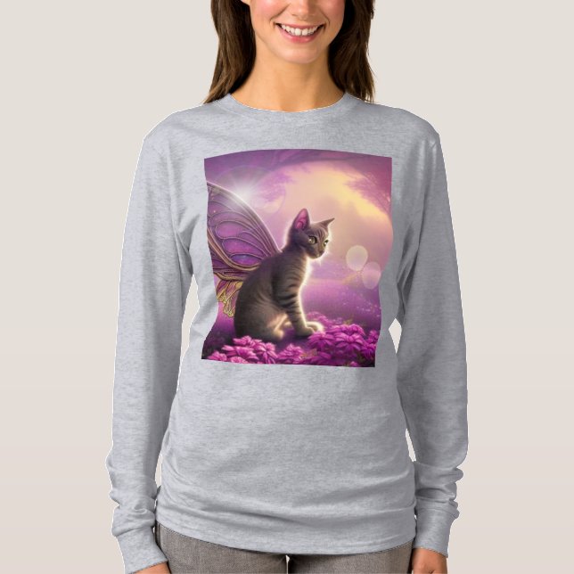 Camiseta Flutuante- Gatinho De Mito ( LS-Shirt) (Frente)