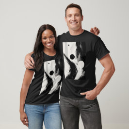 Camiseta Fluxo Abstrato Preto e Branco