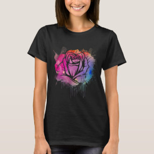 Camiseta Fluxo Botânico do Jardim de Rosa de Arte de Água