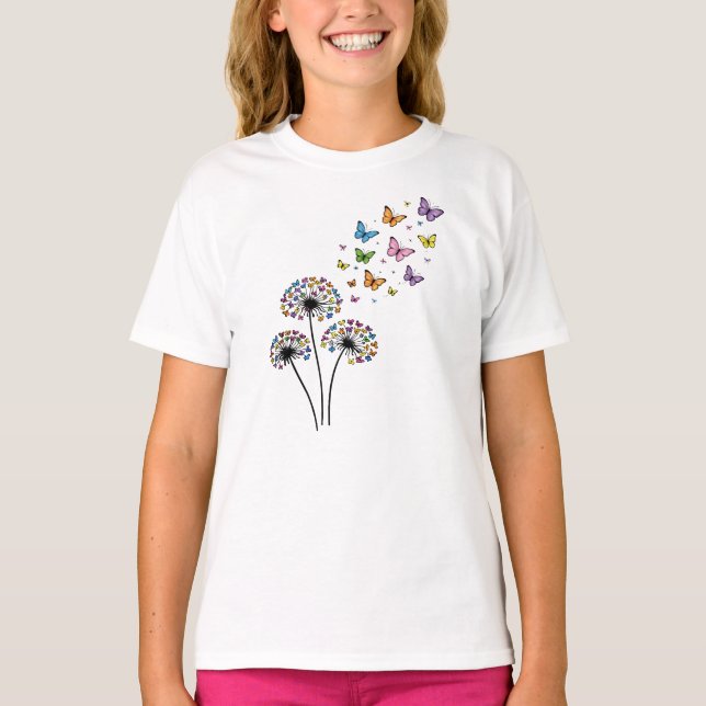 Camiseta Fluxo de borboleta de dente-de-leão (Frente)