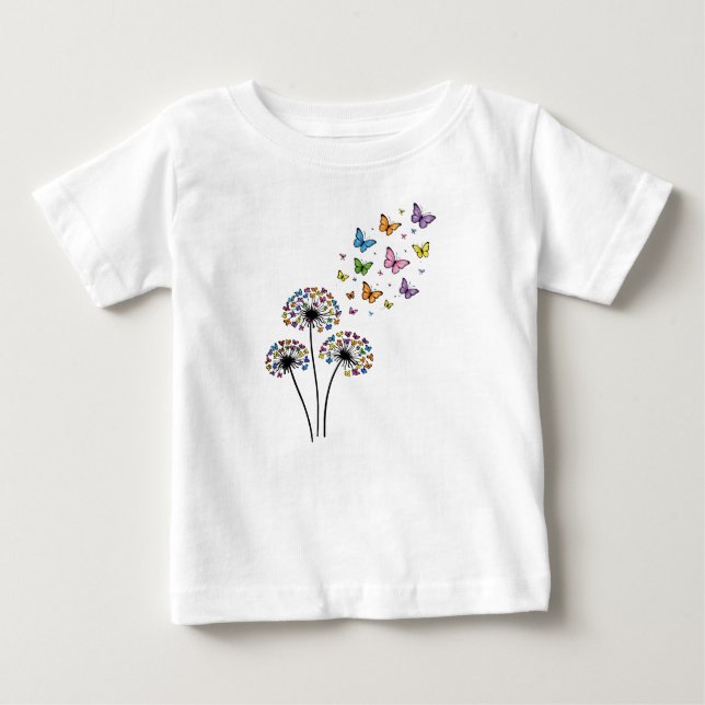 Camiseta Fluxo de borboleta do dente-de-leão (Frente)
