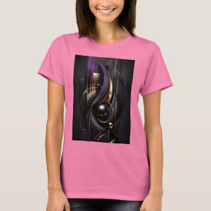 Camiseta Fluxo Dourado Composição Abstrata Ultra 3D