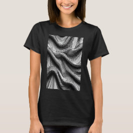 Camiseta Fluxo Draped - Tecido Pleated com Cubos Pretos