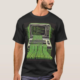 Camiseta "Fluxo técnico retrô" - Computador ventilado e art