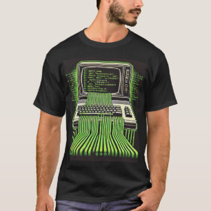 Camiseta "Fluxo técnico retrô" - Computador ventilado e art