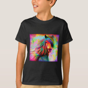Camiseta Fluxos de Cavalos Coloridos de Cavalo de Rota Anor