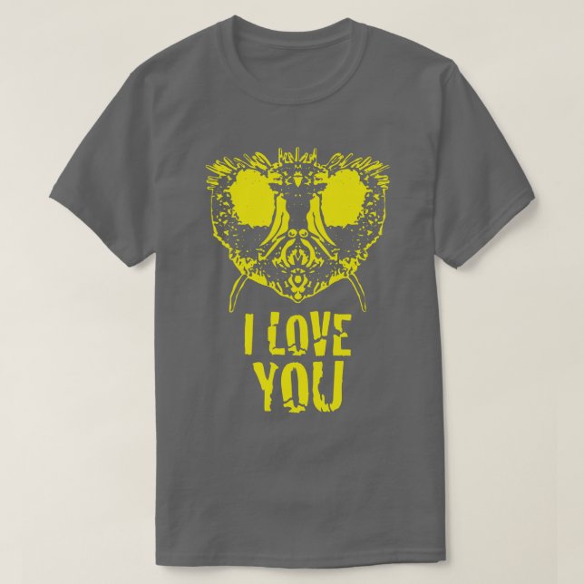 Camiseta Fly Face diz que eu te amo versão amarela (Frente do Design)