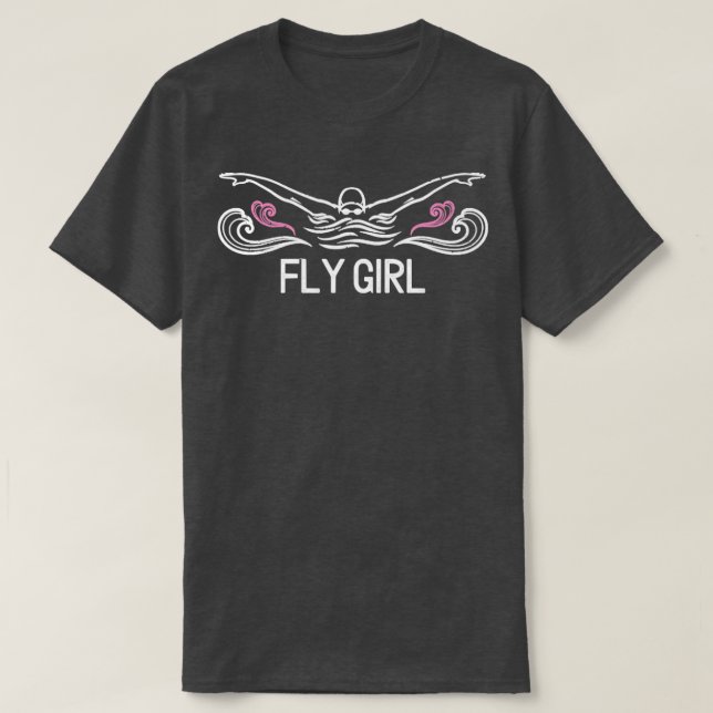 Camiseta Fly Girl Hoodie Butfly Nadando Natação Engraçada (Frente do Design)