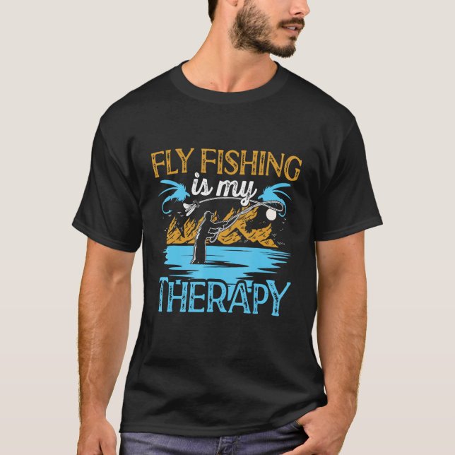 Camiseta Flyfishing é minha Terapia Fly Angling Caça de Pei (Frente)