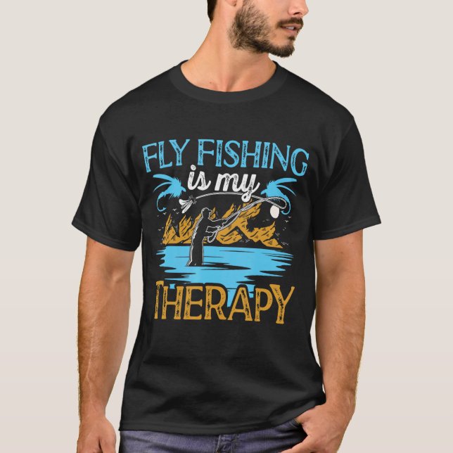 Camiseta Flyfishing é minha Terapia Fly Angling Caça de Pei (Frente)