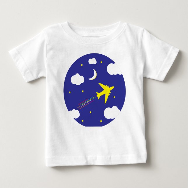 Camiseta flying aeroplane in night sky (Frente)