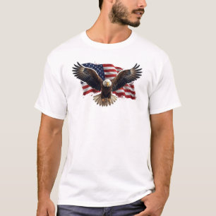Camiseta Flying Bald Eagle with American Flag