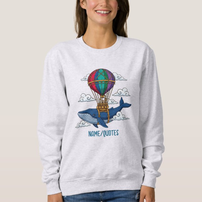 Camiseta Flying Blue Whale with Hot Air Balloon (Frente)