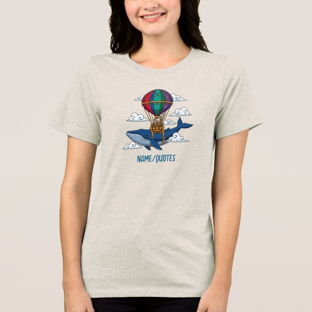 Camiseta Flying Blue Whale with Hot Air Balloon (Frente)