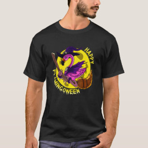 Camiseta Flying Flamingo WitPiada Humor Dia de as Bruxas en