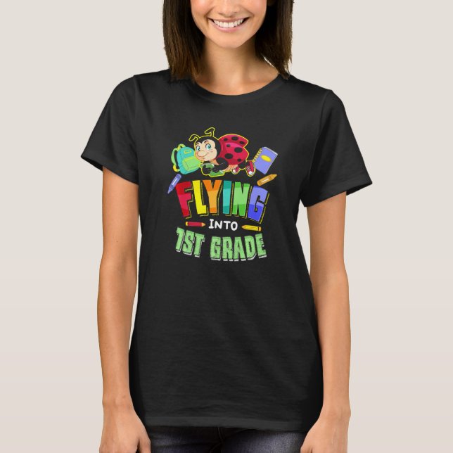 Camiseta Flying Into 1st Grade Ladybug Back To School First (Frente)