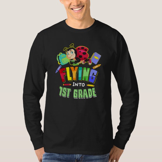 Camiseta Flying Into 1st Grade Ladybug Back To School First (Frente)