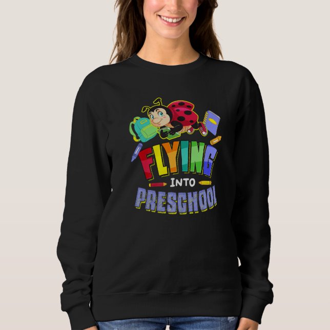 Camiseta Flying Into Preschool Ladybug Back To School First (Frente)
