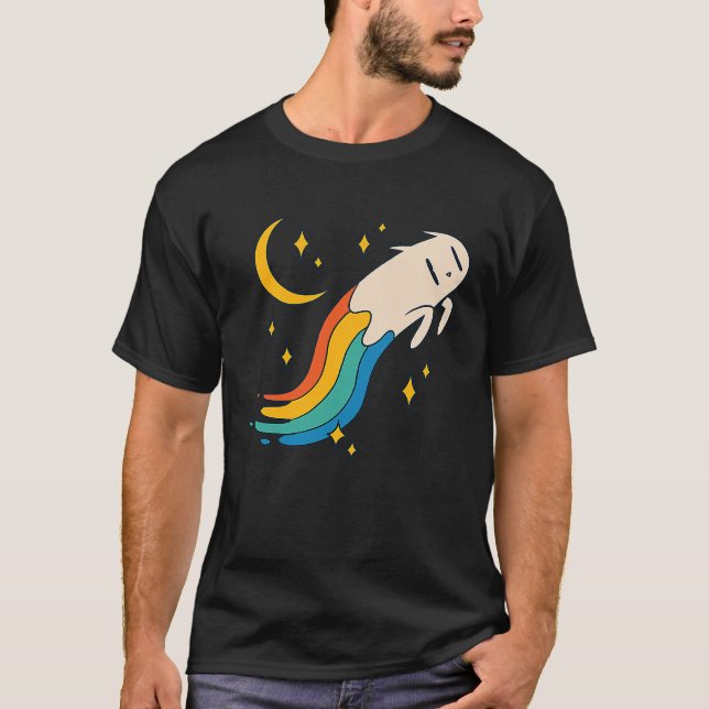 Camiseta Flying Rainbow Cat Meme Cat Emo Soft Grunge EGirl (Frente)